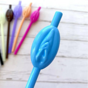 Blue Naughty Hen Party Pussy Straws 10pk