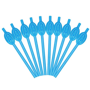 Blue Naughty Hen Party Pussy Straws 10pk