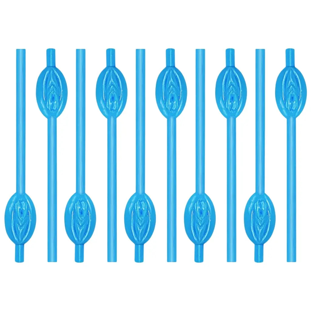 Blue Naughty Hen Party Pussy Straws 10pk