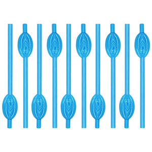 Blue Naughty Hen Party Pussy Straws 10pk