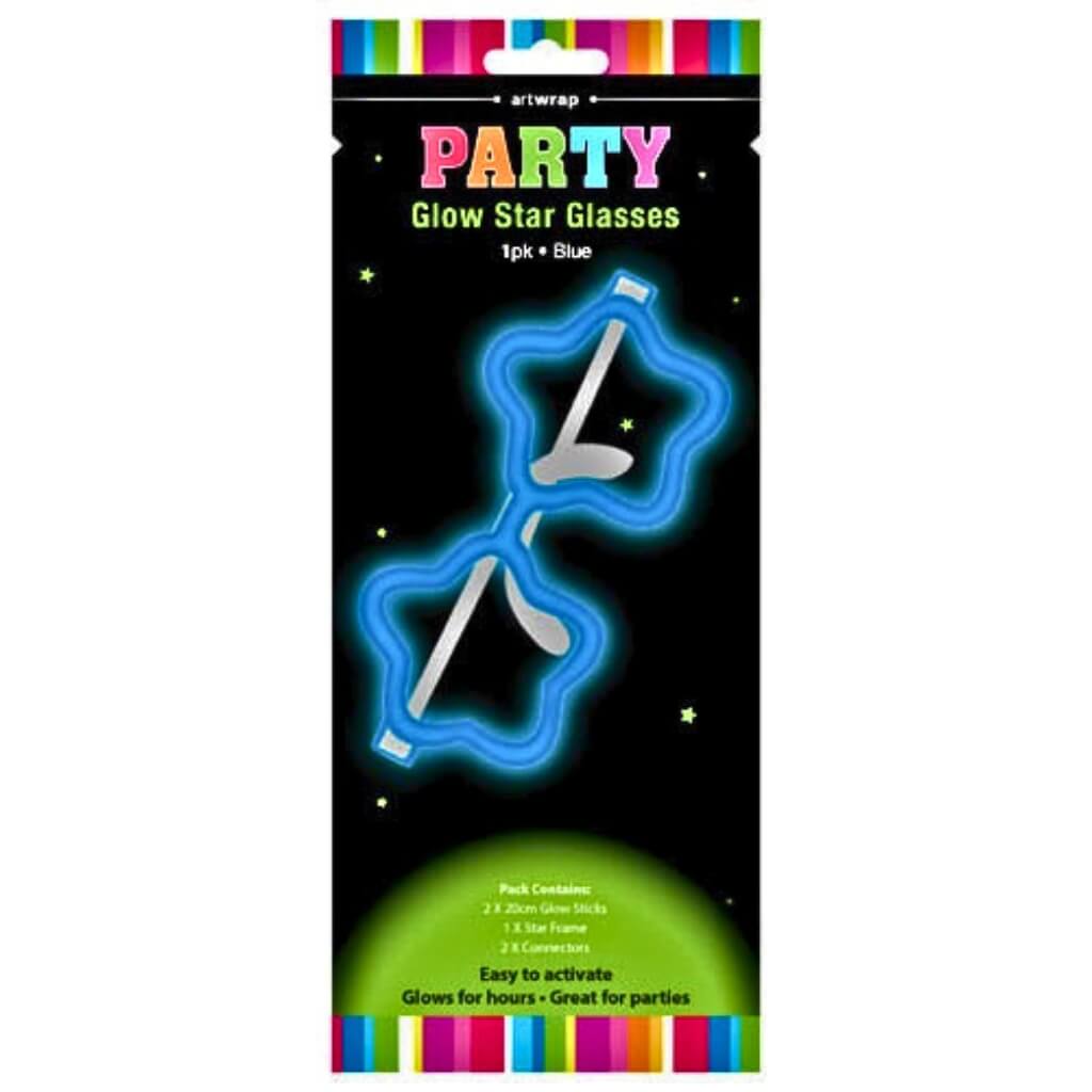 Blue glow star glasses party favour