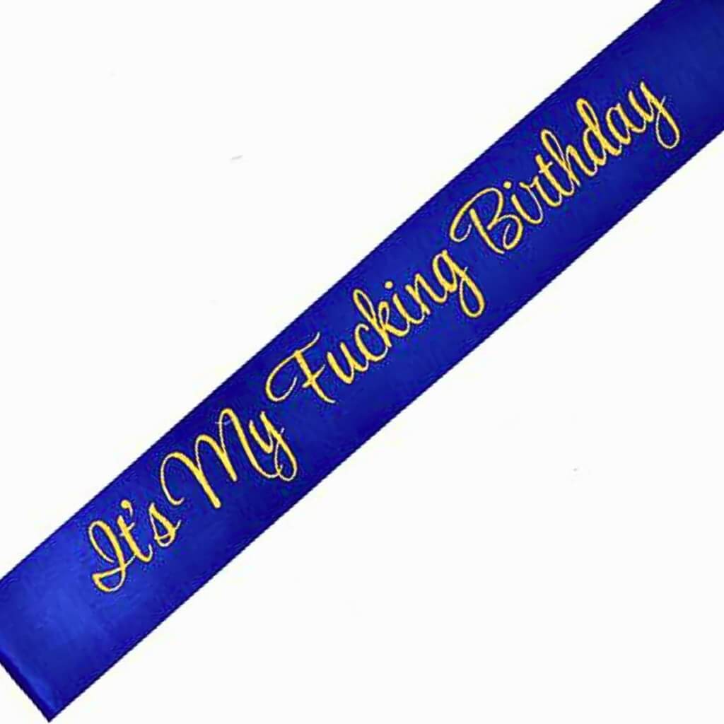 Blue sash with gold glitter for bold birthday outfits