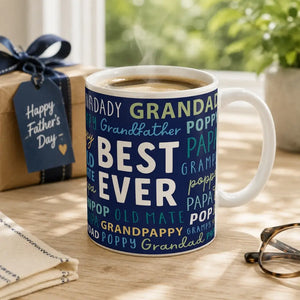 Blue grandfather coffee mug with a white handle and interior