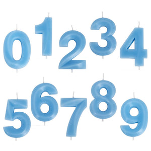 Blue number 0 to 9  birthday cake candle