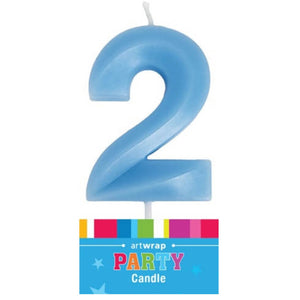 Blue number 2 birthday cake single numeral candle