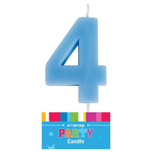 Blue number 4 birthday cake single numeral candle