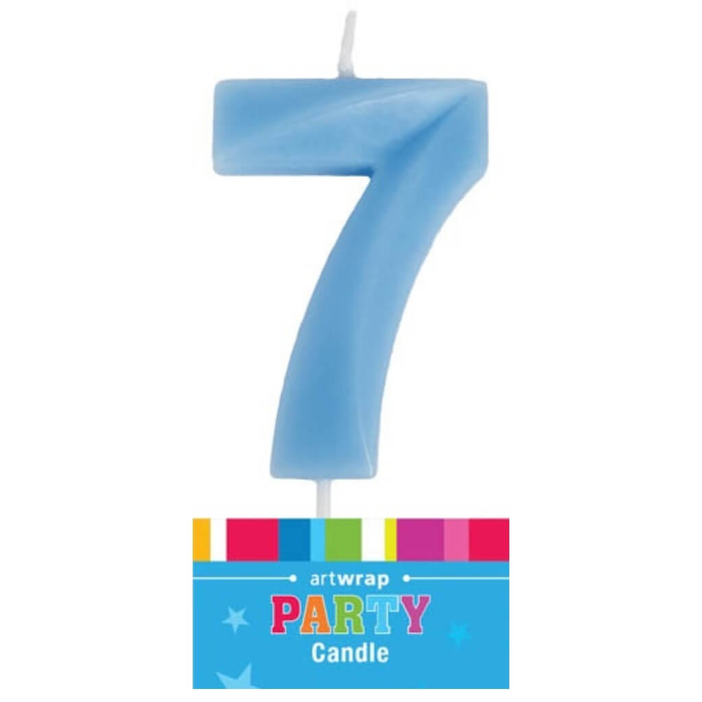 Blue number 7 birthday cake single numeral candle