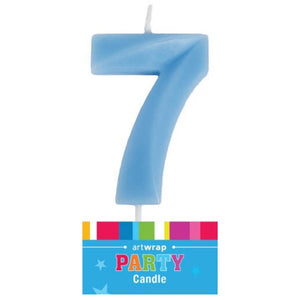 Blue number 7 birthday cake single numeral candle