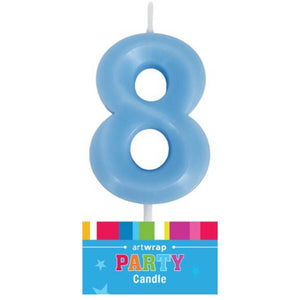 Blue number 8 birthday cake single numeral candle