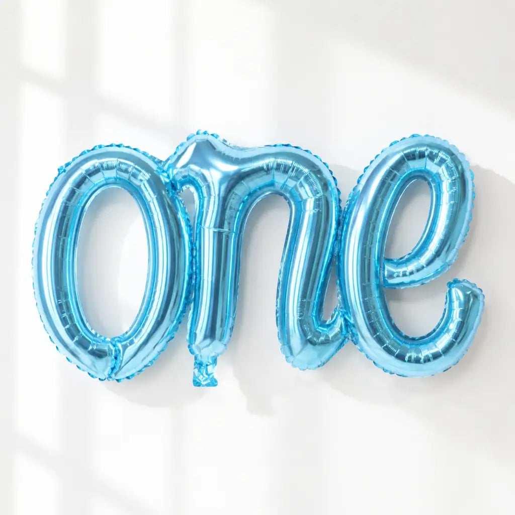 Blue 'one' Script First Birthday Party Foil Balloon