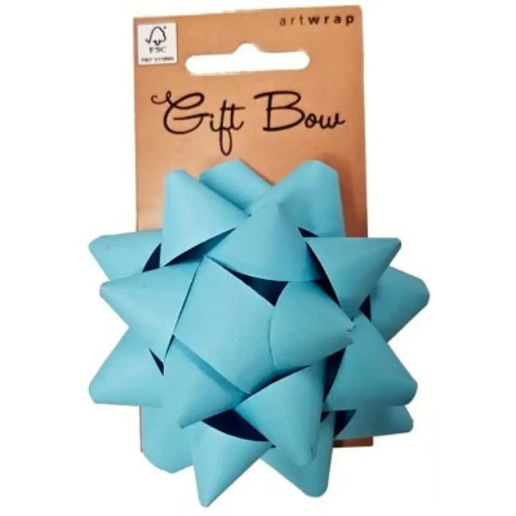 blue paper star gift bow measuring approximately 7cm