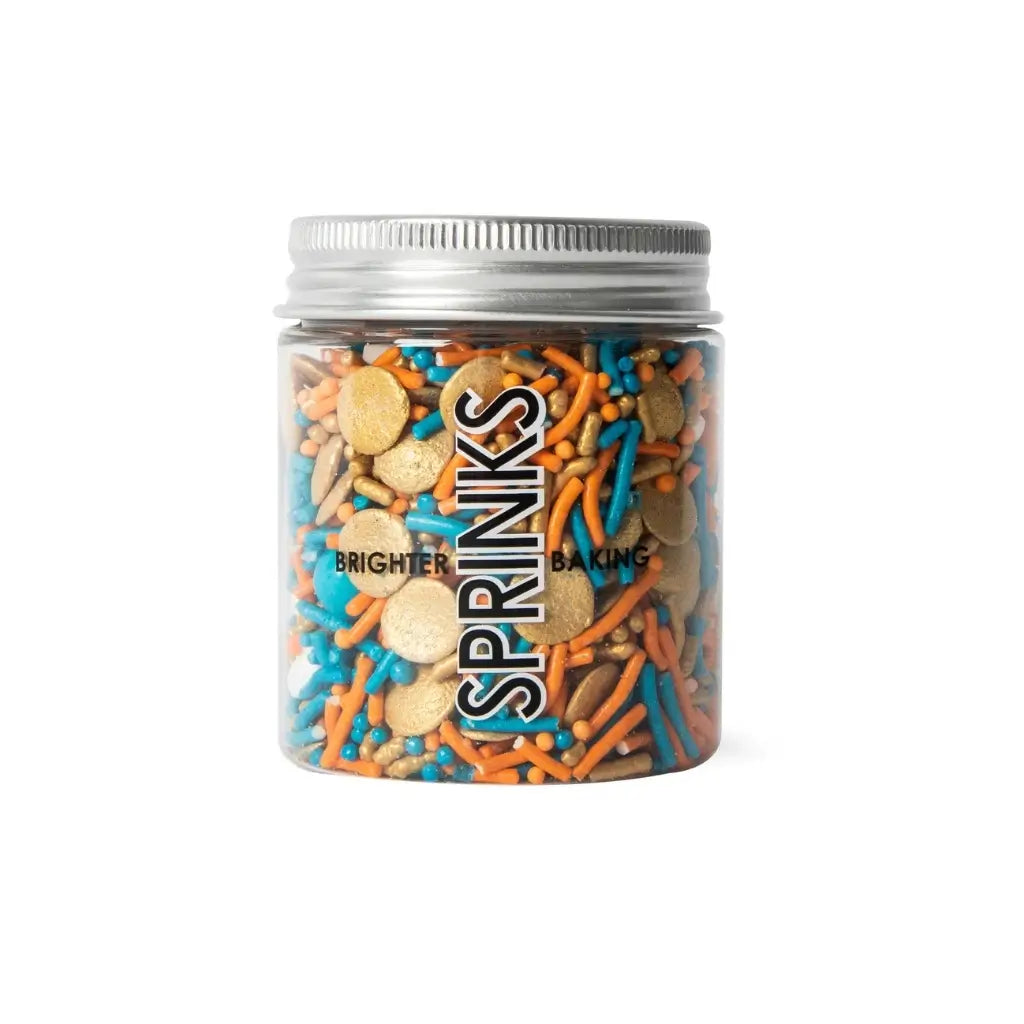 puppy themed cake sprinkles blue orange