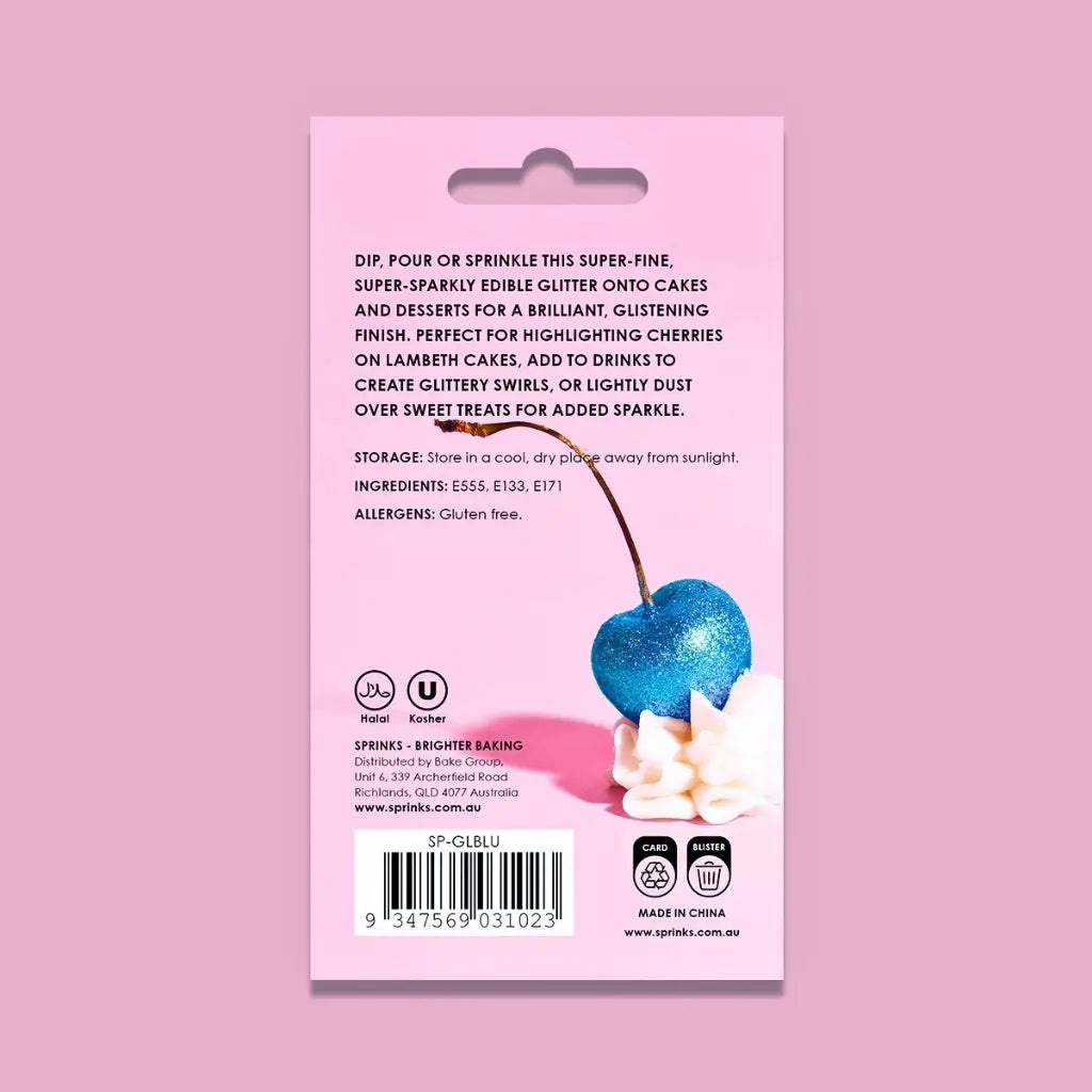 Edible Blue Glitter for Cocktails and Desserts