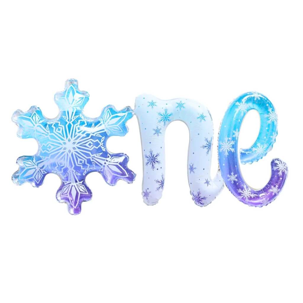 Blue Snowflake One Script Birthday Foil Balloon First 1st birthday party decorations