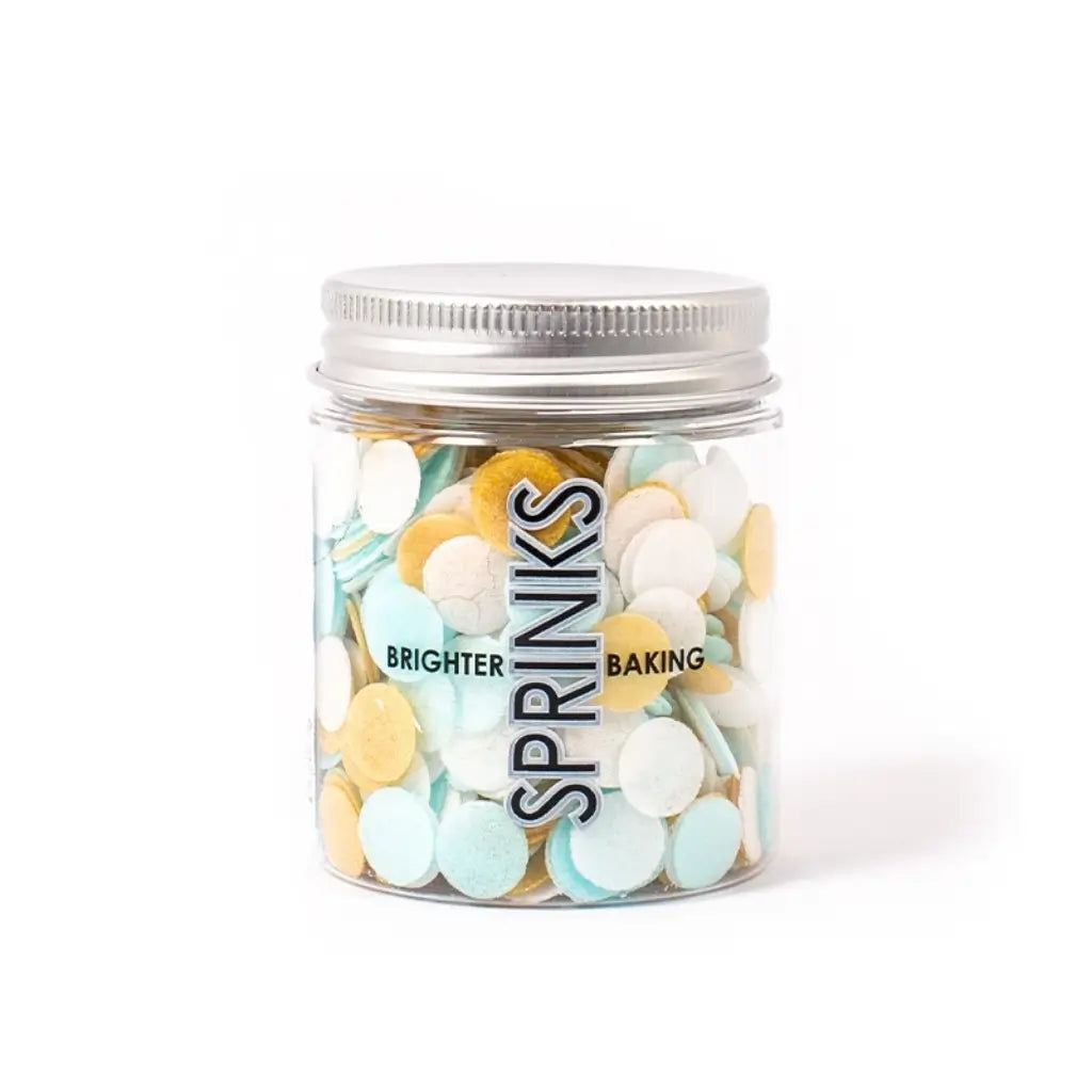 blue themed edible confetti cake sprinkles decoration