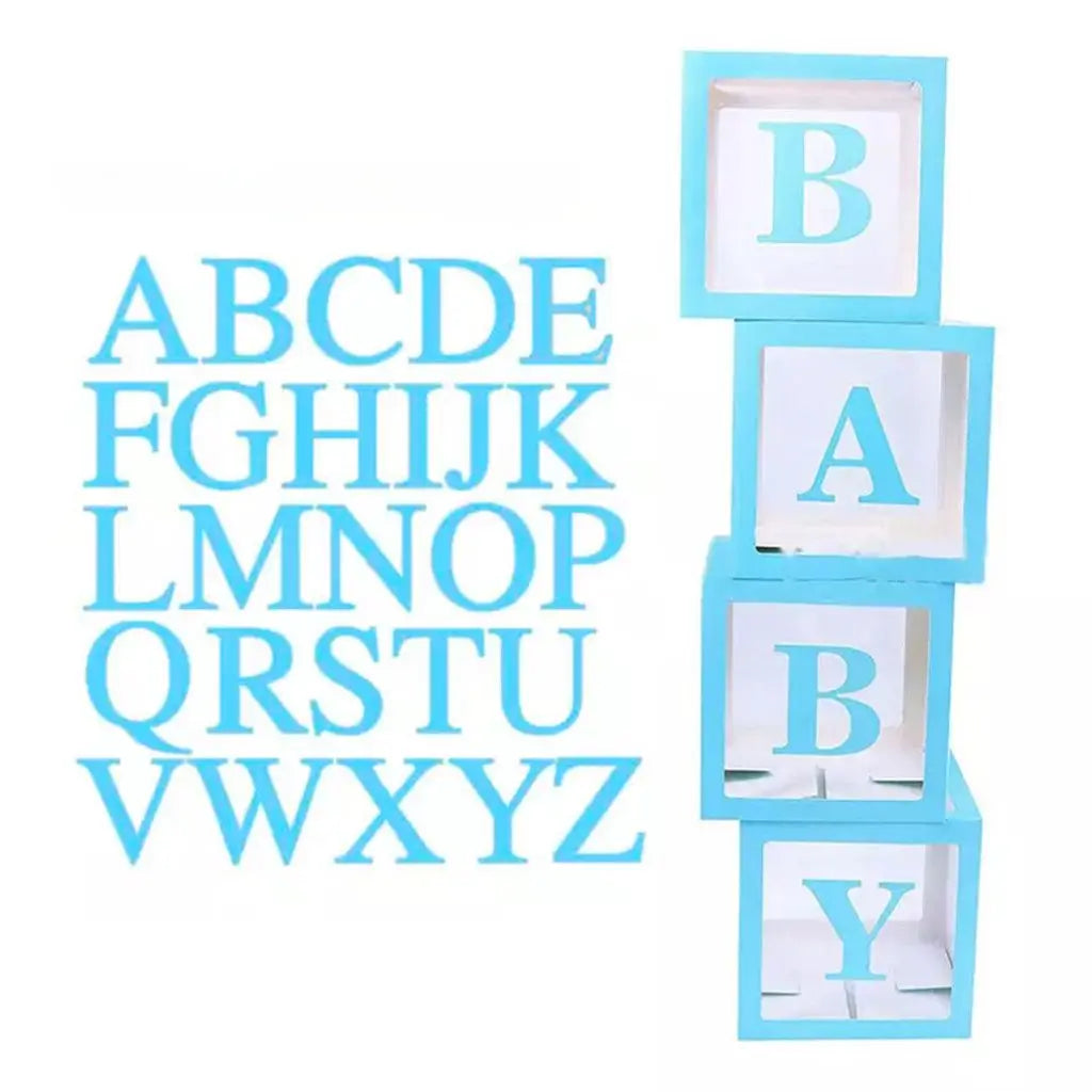 Blue Balloon Cube Box with Letter