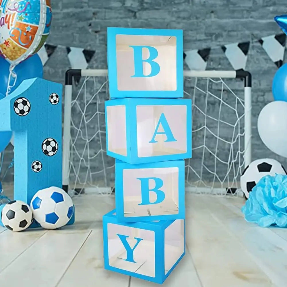 Blue Balloon Cube Box with Letter