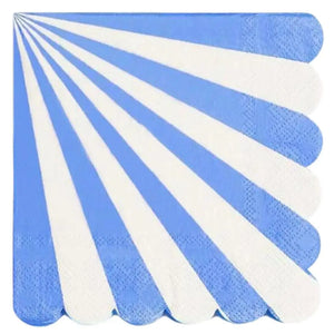 Blue & White Candy Stripe Scallop Paper Napkins 16pk