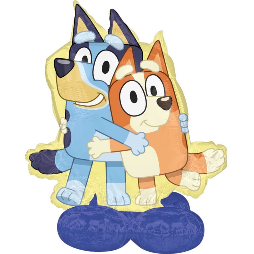 lage air filled Bluey and Bingo AirLoonz foil balloon birthday party decor