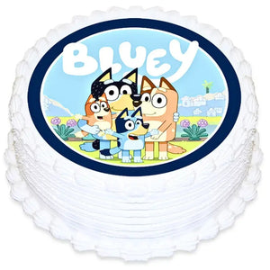 Bluey family round edible icing cake topper 16cm cake decoration