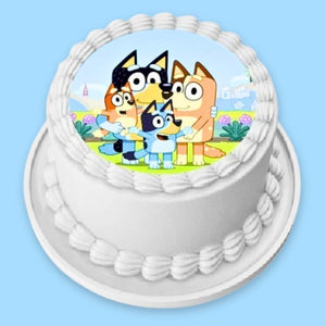 Bluey family round edible icing cake topper 16cm cake decoration