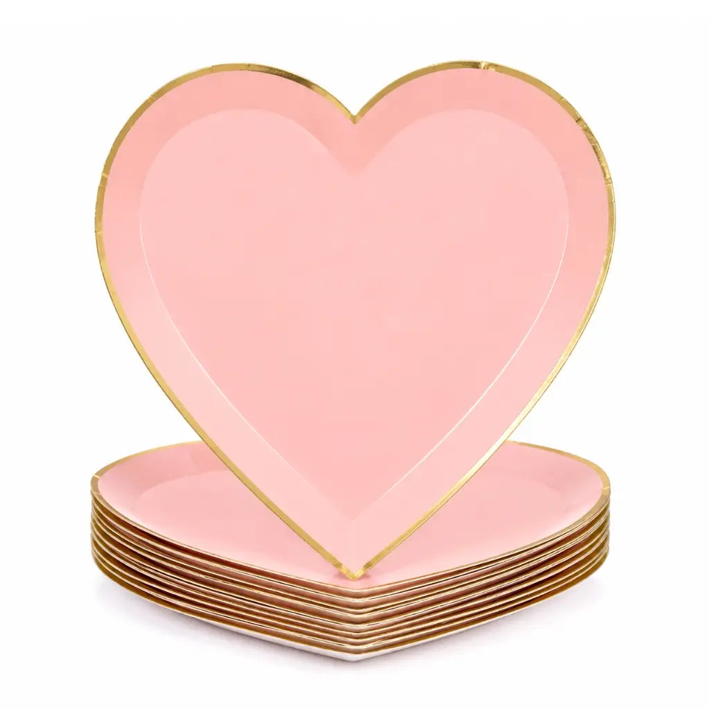 Heart shaped plates gold edge plush pink