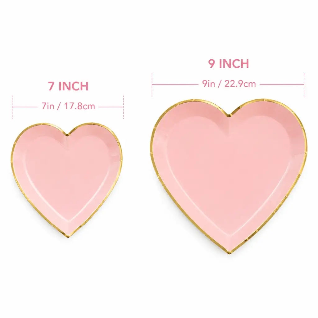 blush Pink heart plates with gold rim 2 sizes
