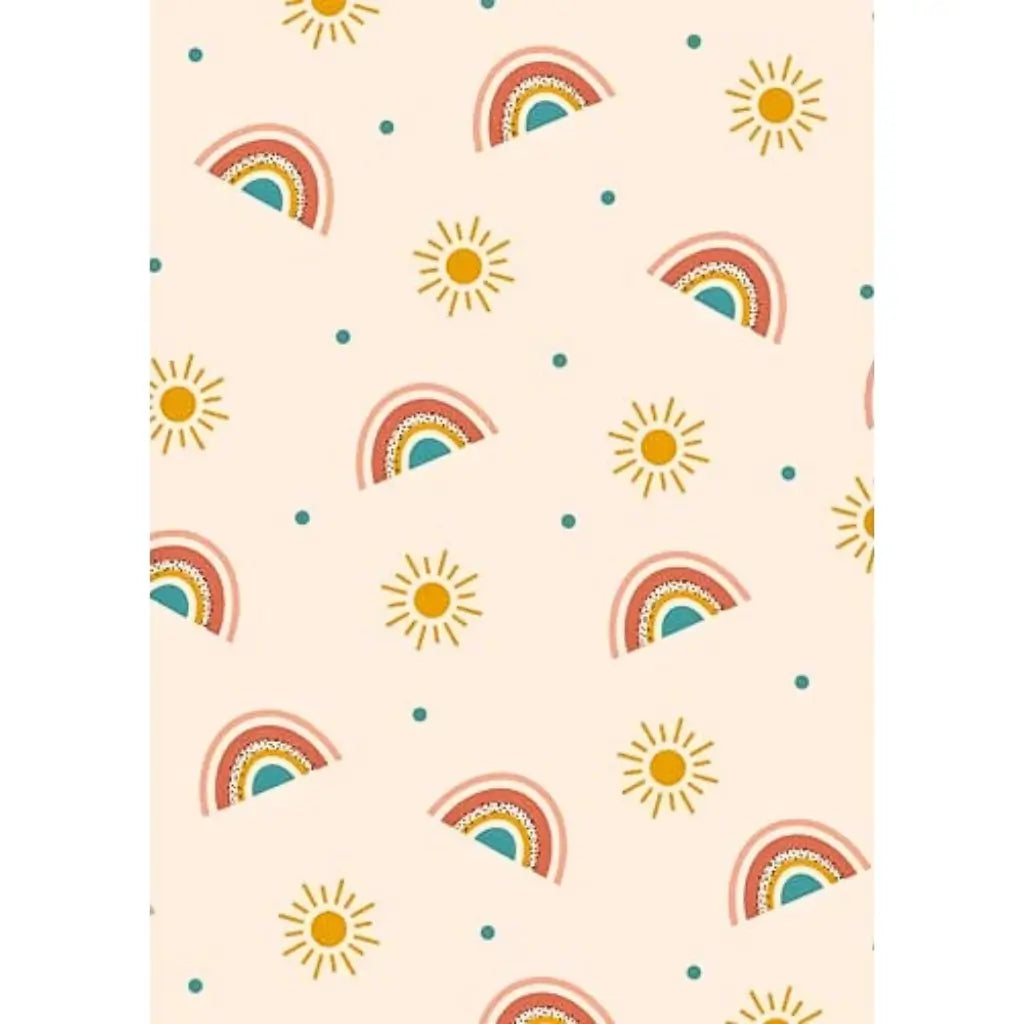 Boho rainbow wrapping paper with sun design