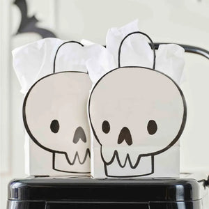 Skull shaped Halloween treat bags with handles
