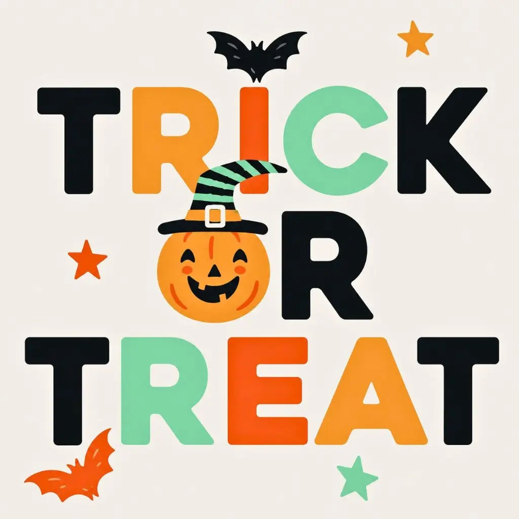 Colourful Trick or Treat Halloween napkin with bold lettering