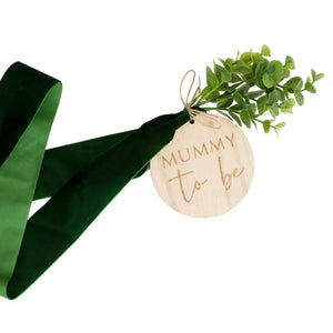 Botanical Baby Mummy To Be Baby Shower Sash Wooden