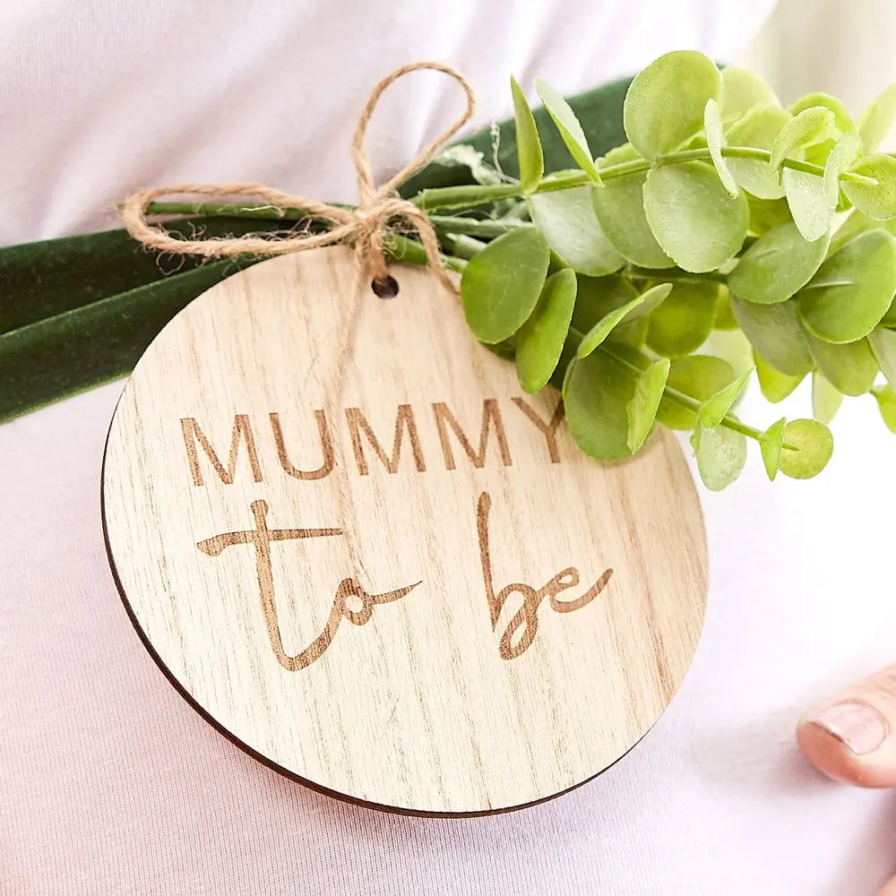 Botanical Baby Mummy To Be Baby Shower Sash Wooden