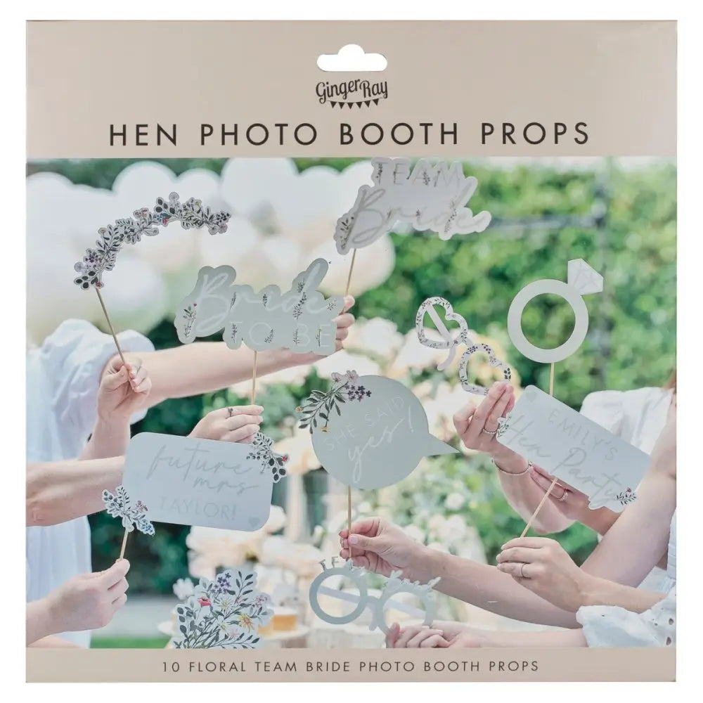 Bridal Bloom Floral Hen Party Photo Booth Props 10pk