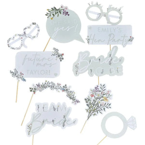 Bridal Bloom Floral Hen Party Photo Booth Props 10pk