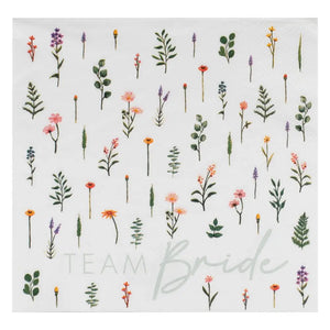 Floral Team Bride Hen Party Paper Napkins 16pk