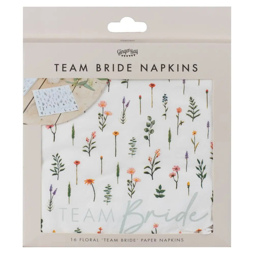 Floral Team Bride Hen Party Paper Napkins 16pk