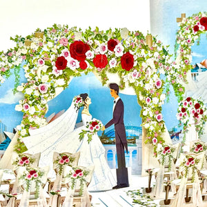 Sydney Harbour wedding 3D pop-up card with bride and groom