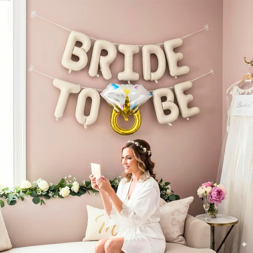 16-inch cream BRIDE TO BE foil balloon banner for hen party decorations