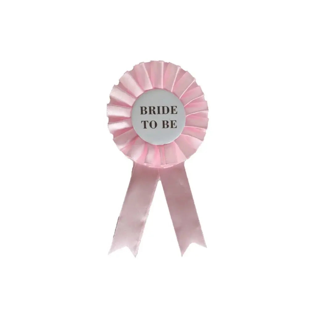 Bride To Be pink ribbon badge with elegant pleated rosette