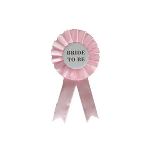 Bride To Be pink ribbon badge with elegant pleated rosette