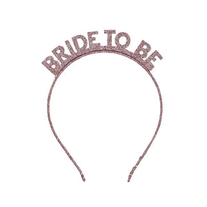 Bride To Be rose gold glitter headband accessory for bachelorette party