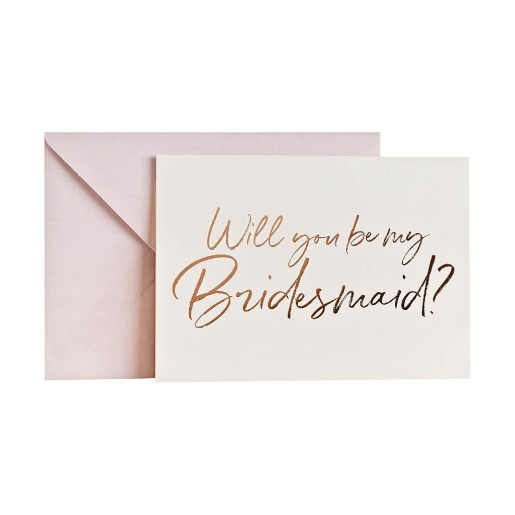 Set of 5 bridesmaid proposal cards with elegant rose gold script