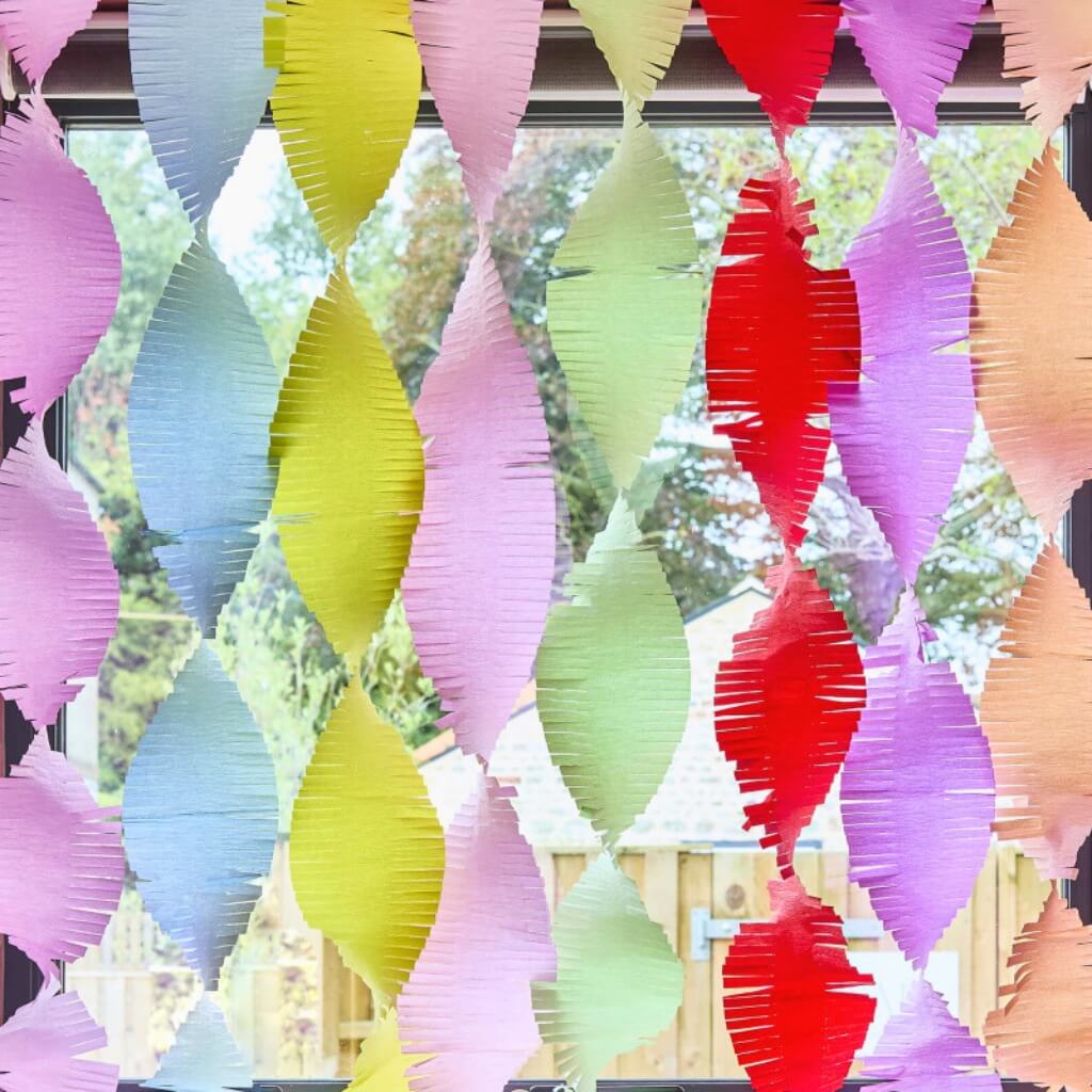 Pack of 8 colourful crepe streamers, each 15cm x 20m, for rainbow and birthday party decorations