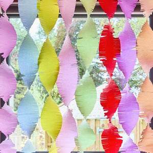 Pack of 8 colourful crepe streamers, each 15cm x 20m, for rainbow and birthday party decorations