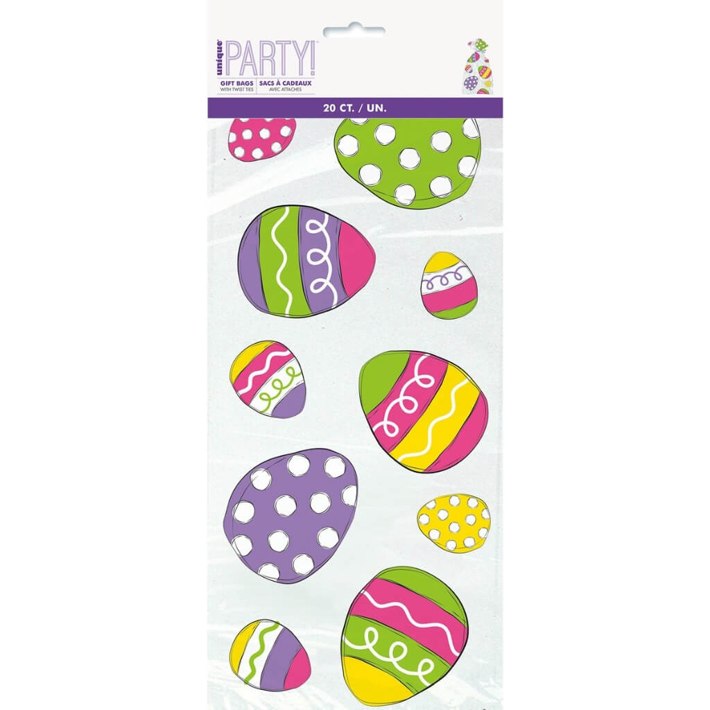 Bright Easter Egg Cello Treat Bags 20pk kids party favours