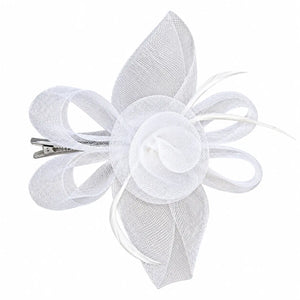 Brooke white mesh rose fascinator hair clip with open decorative loops