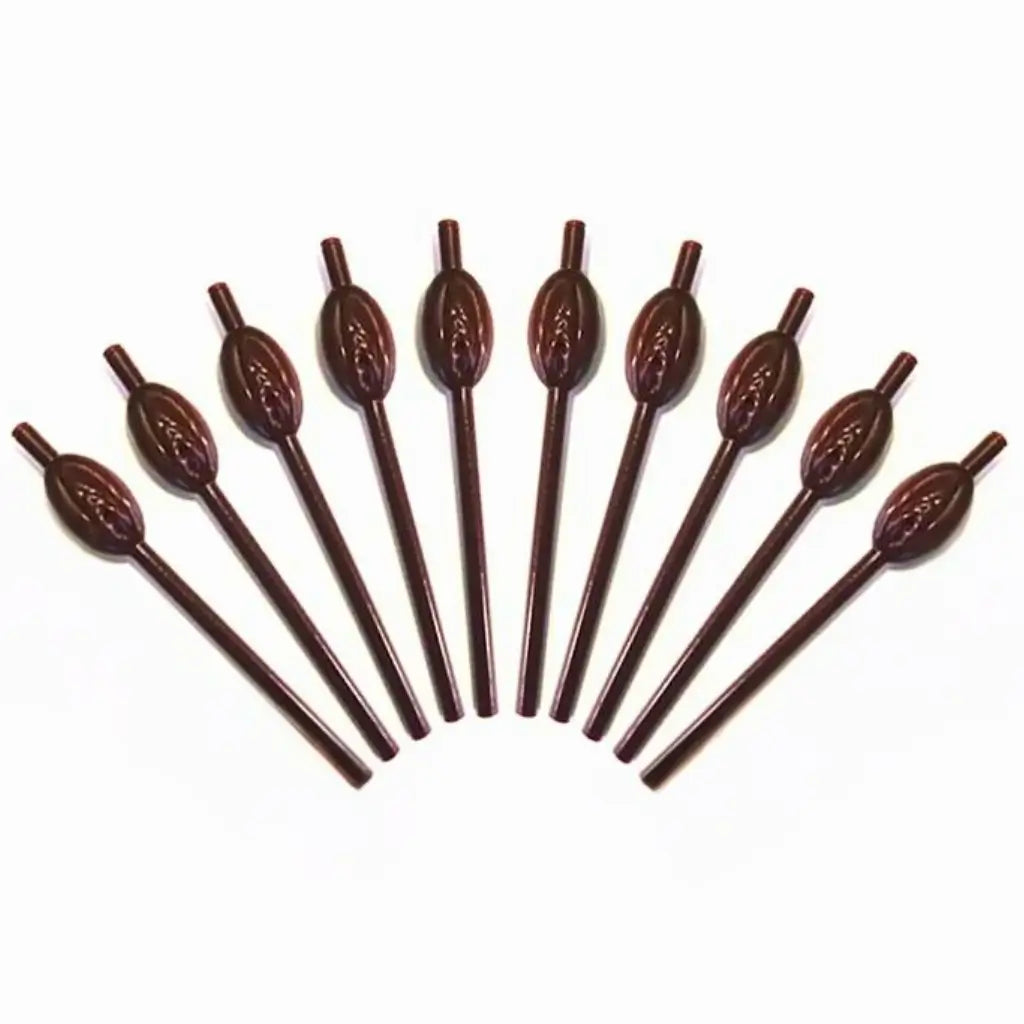 Brown Naughty Hen Party Pussy Straws 10pk