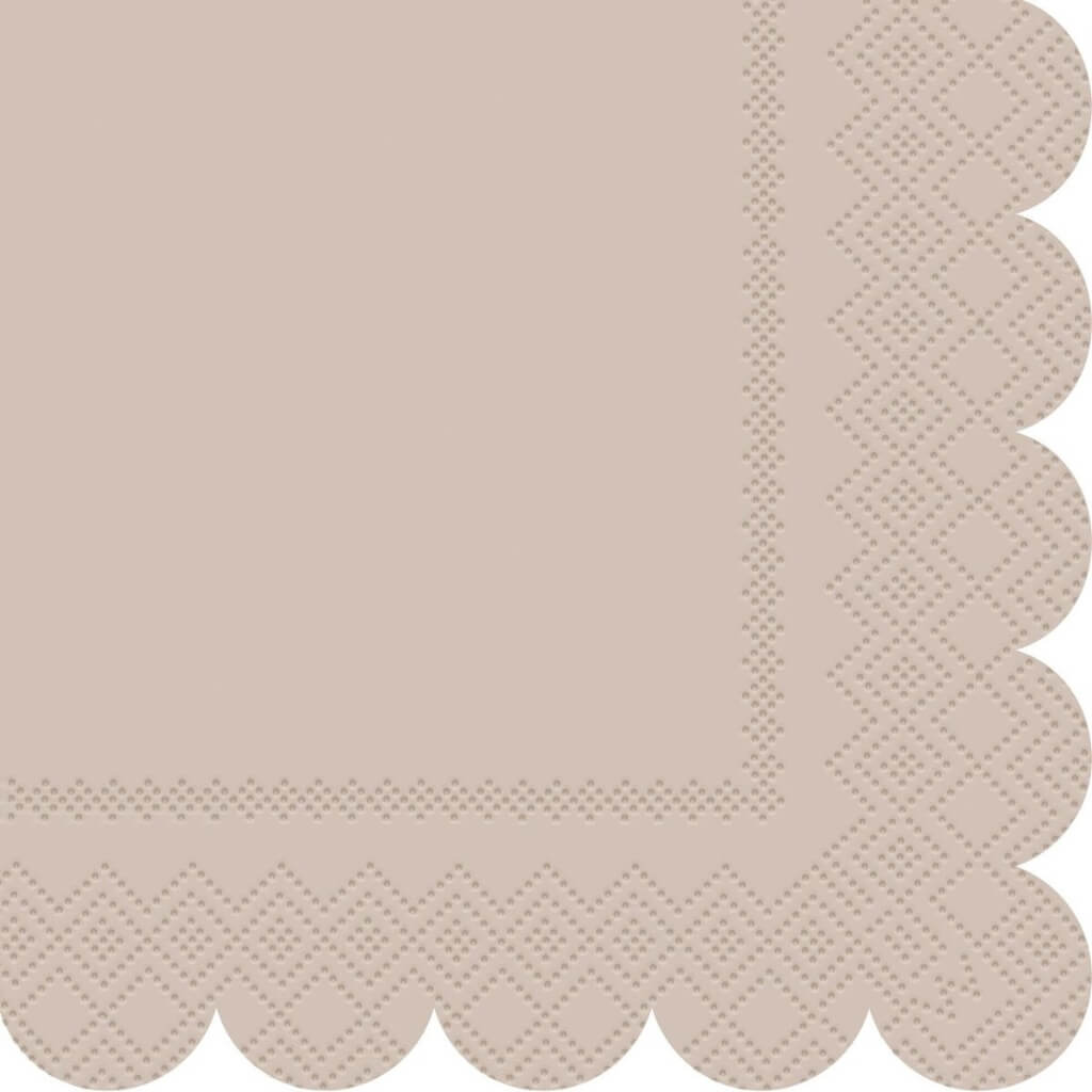 Brown Scalloped Edge Beverage Napkins 16pk