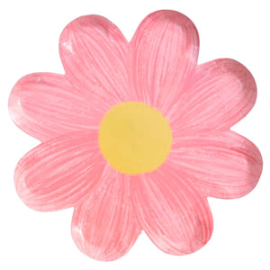 Brushed Baby Pink Daisy Paper Plates 17cm 10pk