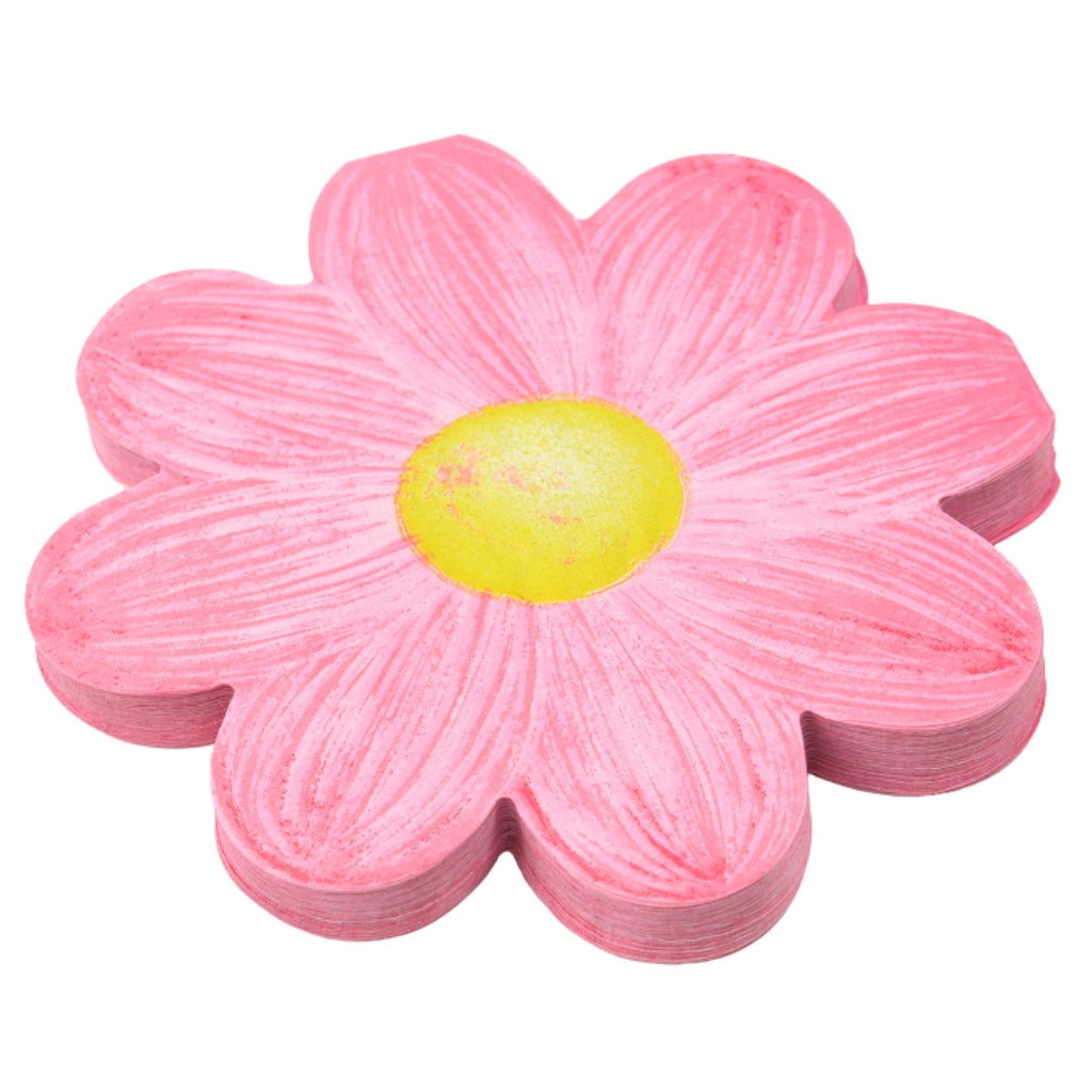 Brushed Hot Pink Daisy Paper Napkins 16cm 20pk